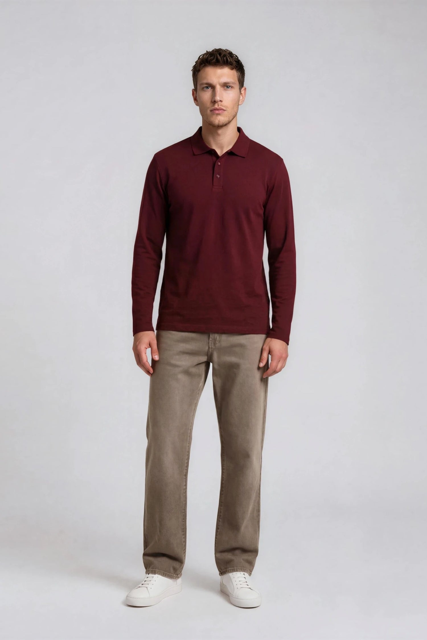 Performance Polo Langærmet, Bordeaux