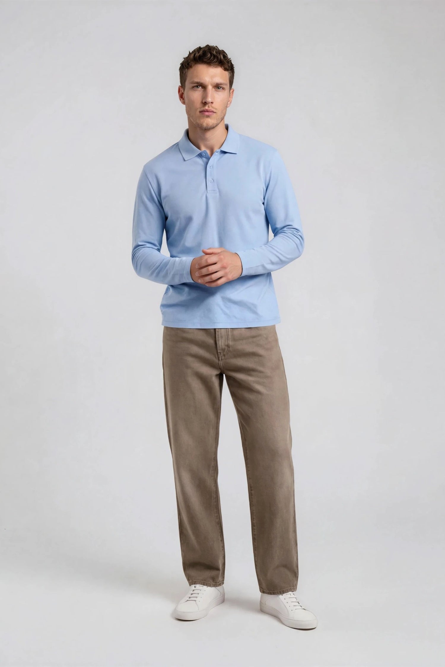 Performance Polo Langærmet, Sky Blue