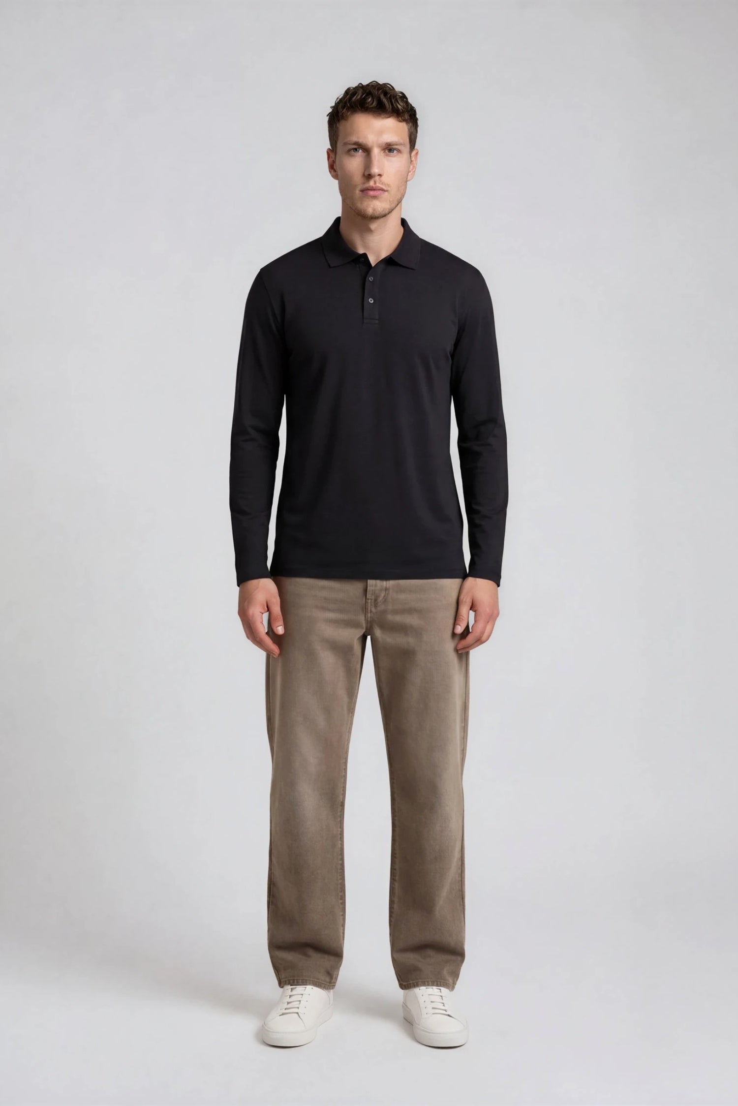 Performance Polo Langærmet, Sort