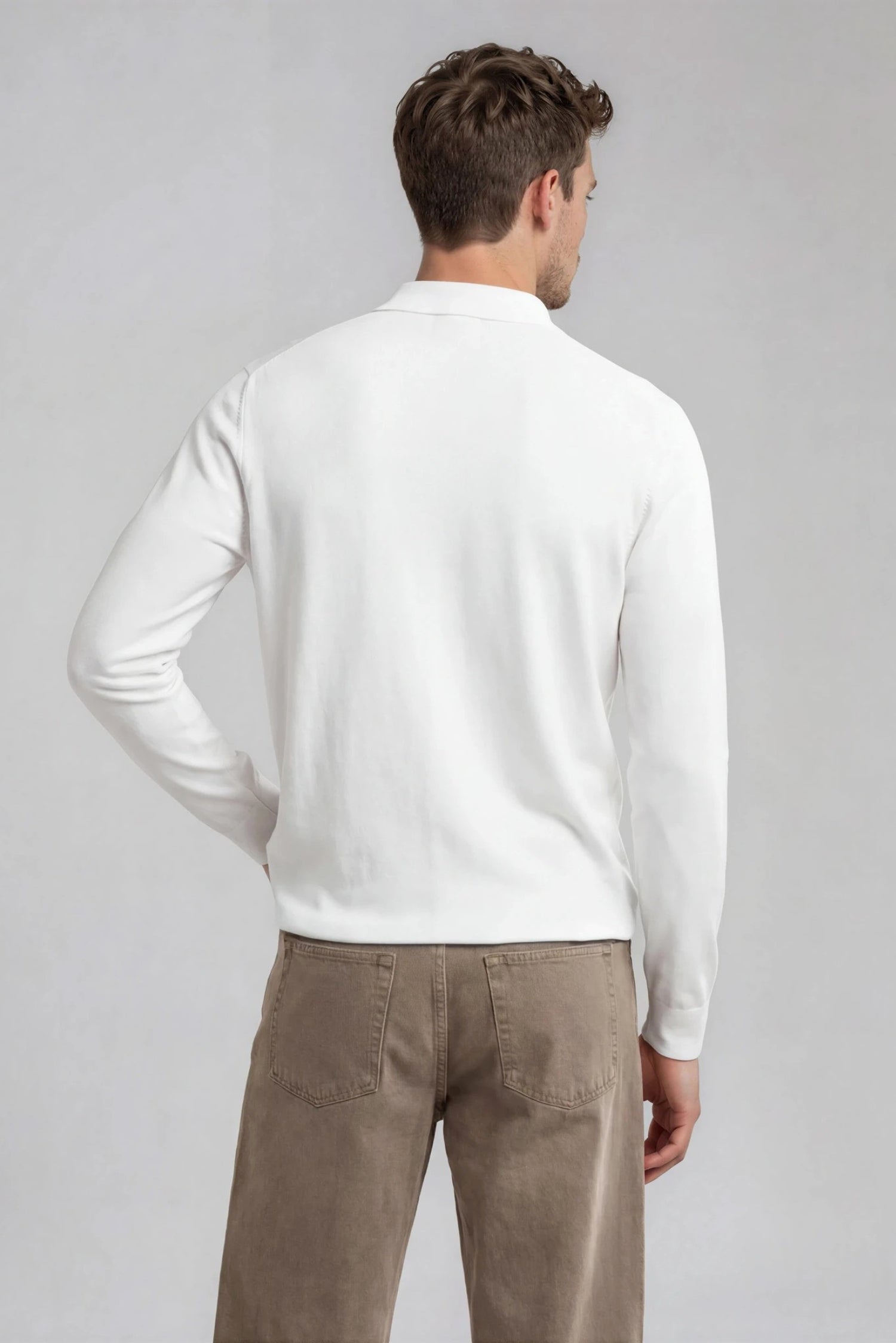 Performance Polo Long Sleeve, White 