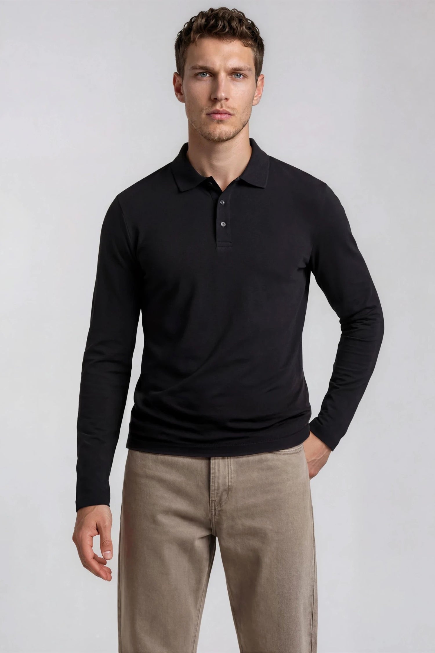 Performance Polo Langærmet, Sort